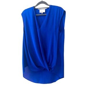 3.1 Phillip Lim Women’s cobalt blue silk crossover sleeveless v-neck top XS